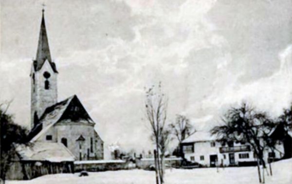 Alte Postkarte der Filialkirche St. Jakobus in Jakobsbaiern - © RoRadln - Urheber unbekannt