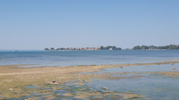 Bodensee mit wenig Wasser, hinten Lindau - © RoRadln - Kurt Schmidt