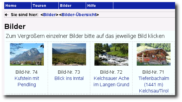 Bilder - Übersicht aller Bilder Bilder - Übersicht aller Bilder