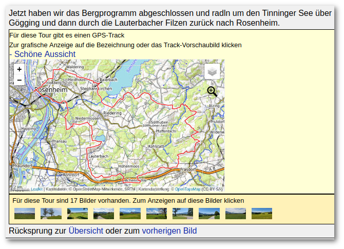 Anzeigen Vorschau gpx-Tracks zu einer Tour