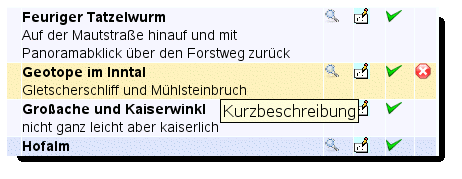 Touren - Zugang - Aendern - Loeschen Touren - Zugang - Aendern - Loeschen